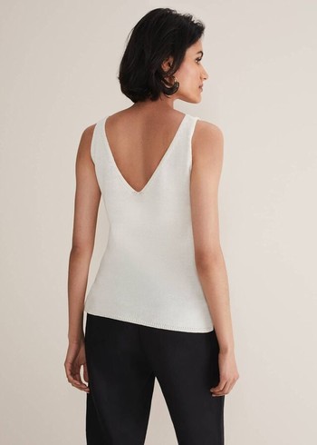 Phase Eight Freyated Vest Knitwear White USA | 1279854-OE